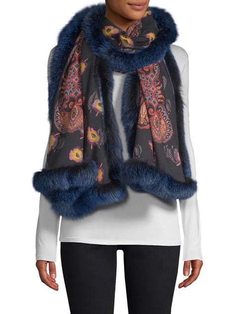 gucci cashmere and silk scarf|gucci scarves with fur trim.